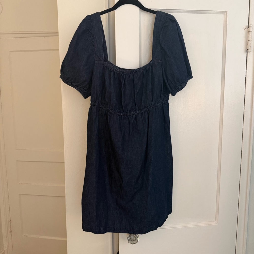 Dark Denim Puff Sleeve Mini Dress